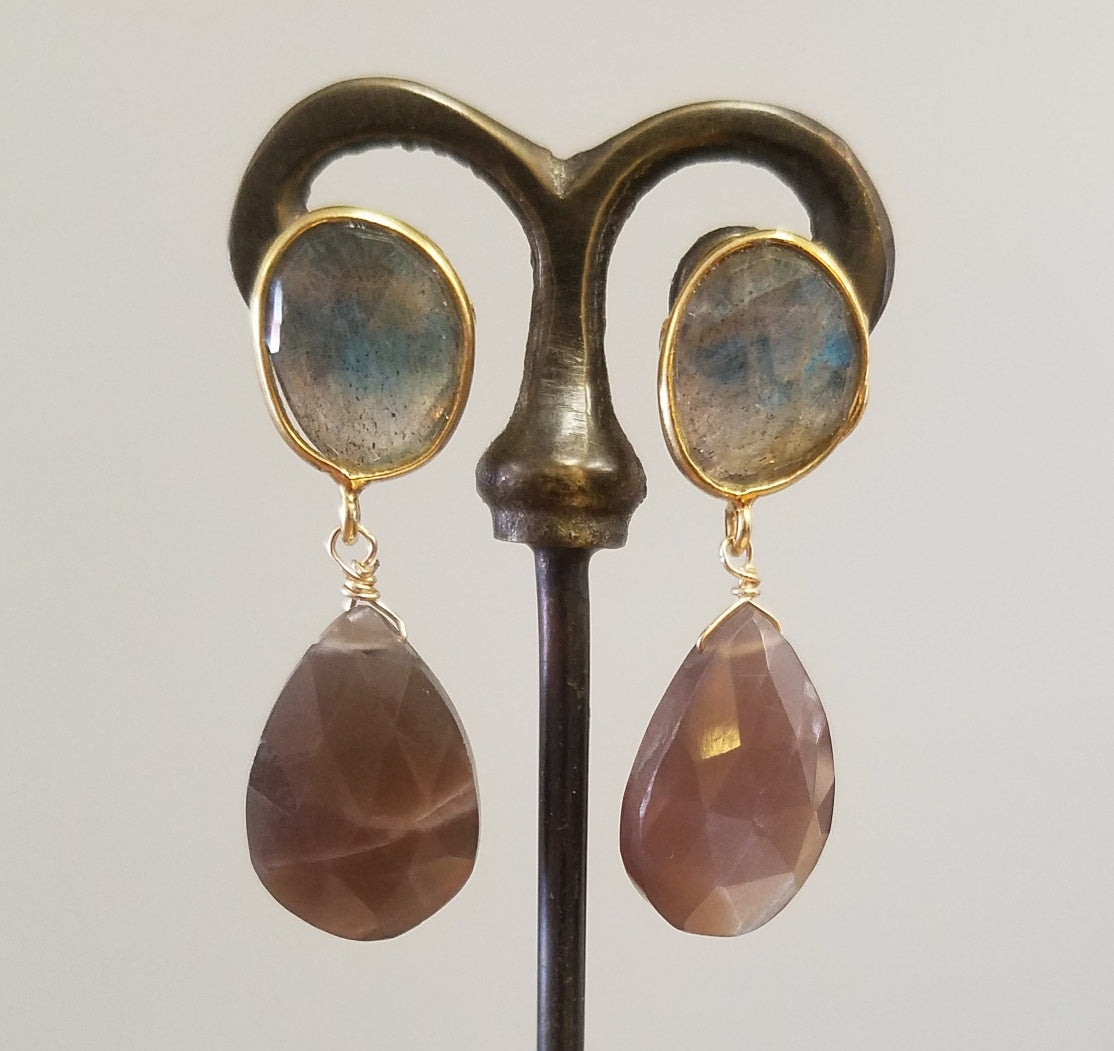 Chocolate Moonstone and Labradorite