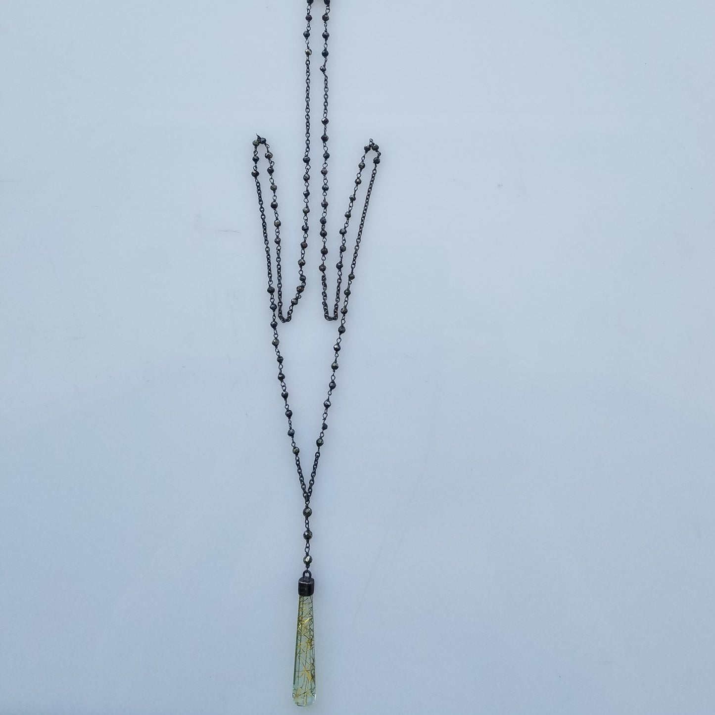 Rutilated pendant long necklace