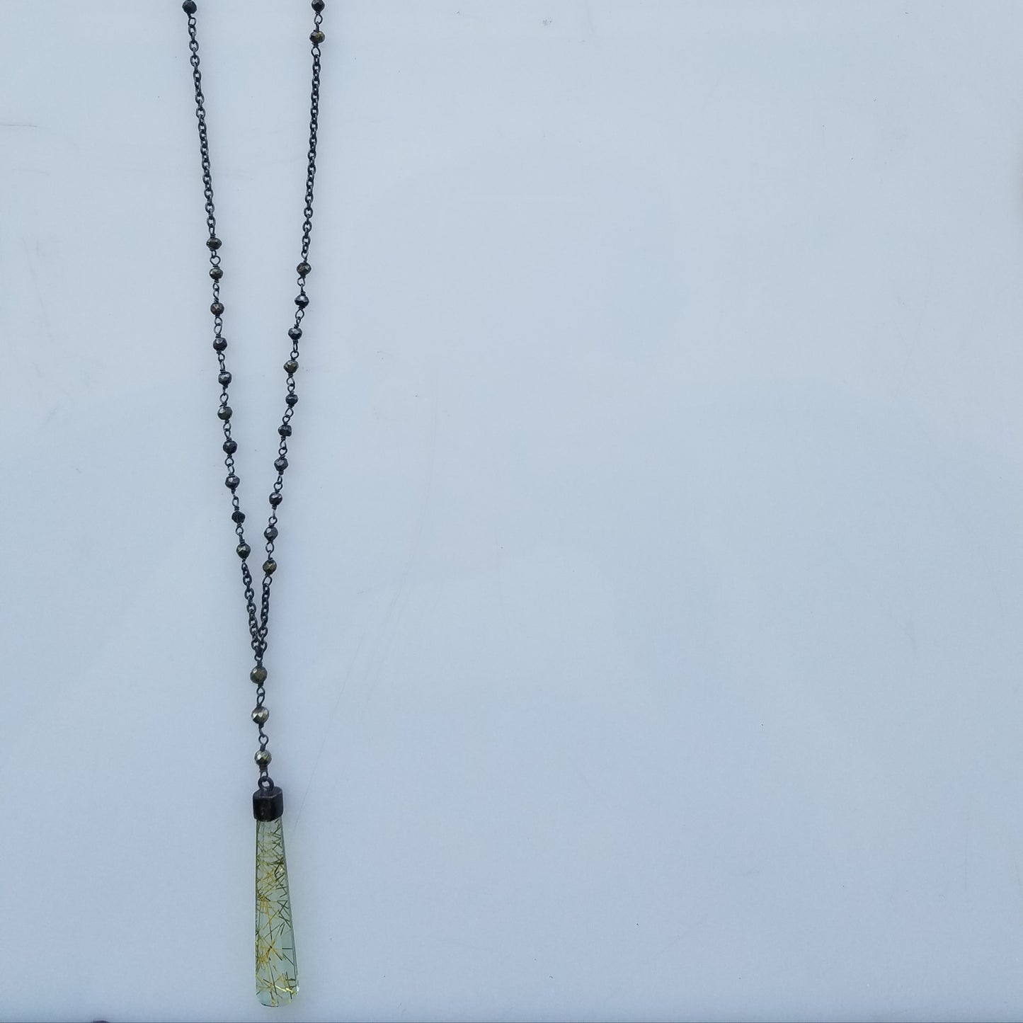 Rutilated pendant long necklace