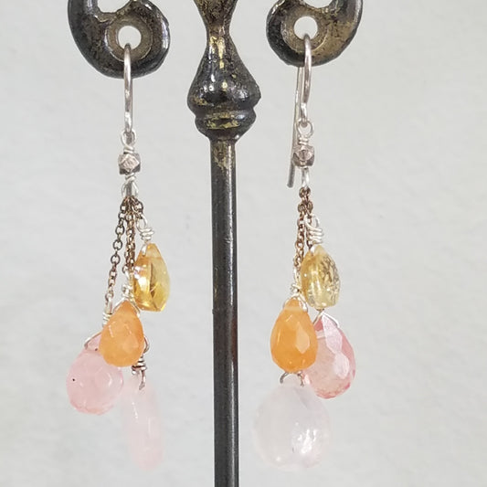 Pink quertet earrings