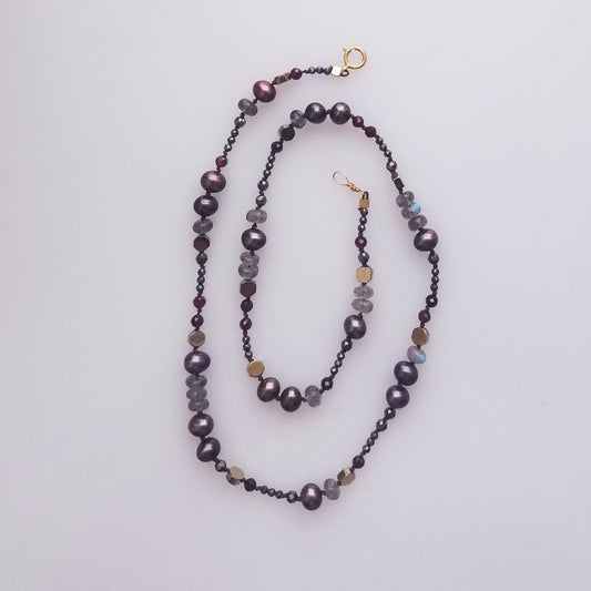 Classy Pearls Pyrite and Labradorite necklace