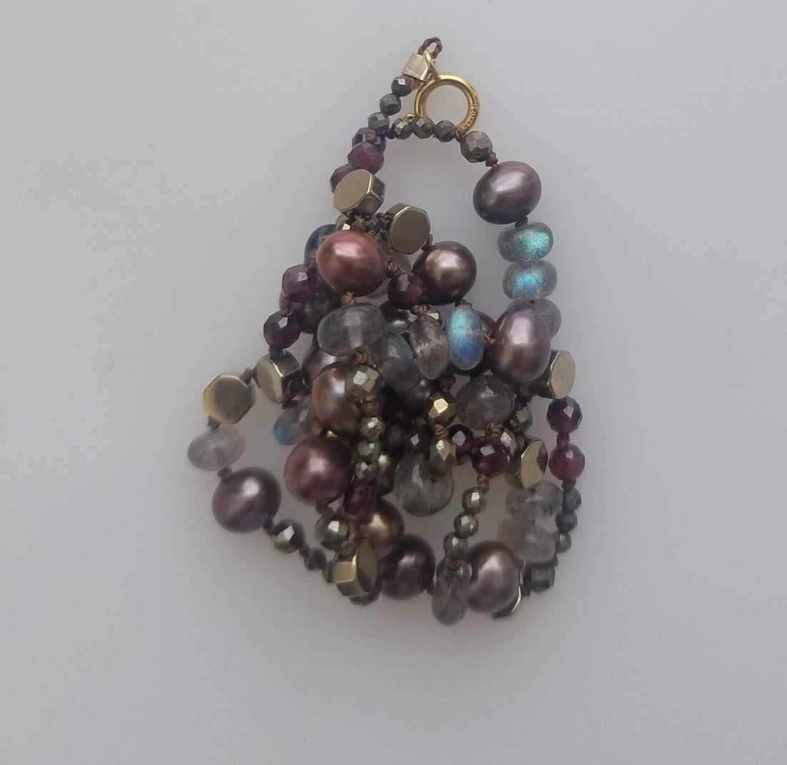 Classy Pearls Pyrite and Labradorite necklace