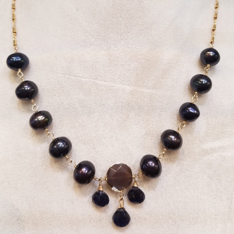Midnight Pearls and Iolite necklace