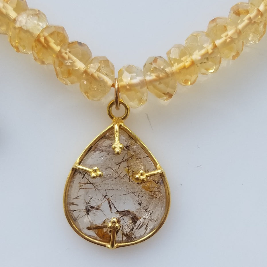 Citrin and Rutilated Quartz necklace