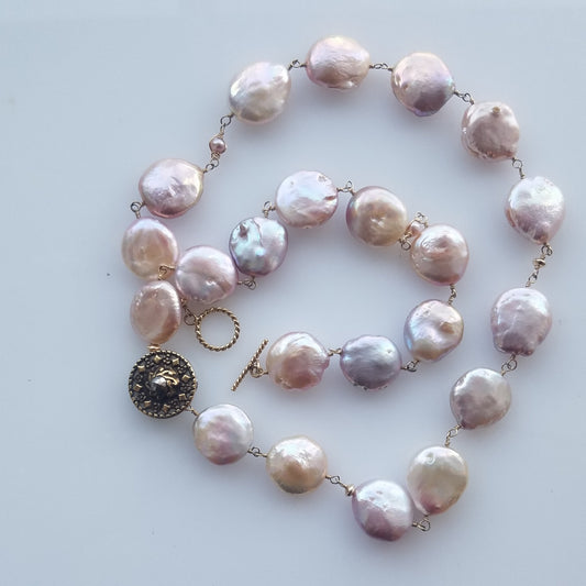 Pearl and Victorian button necklace/Bracelet