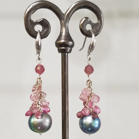 Blue and pink earrings