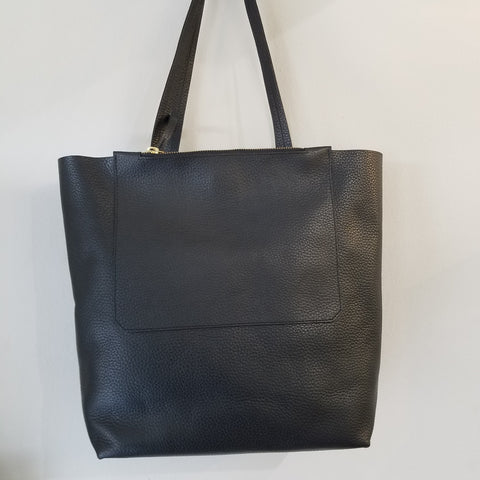 Double zip black tote, hand bag