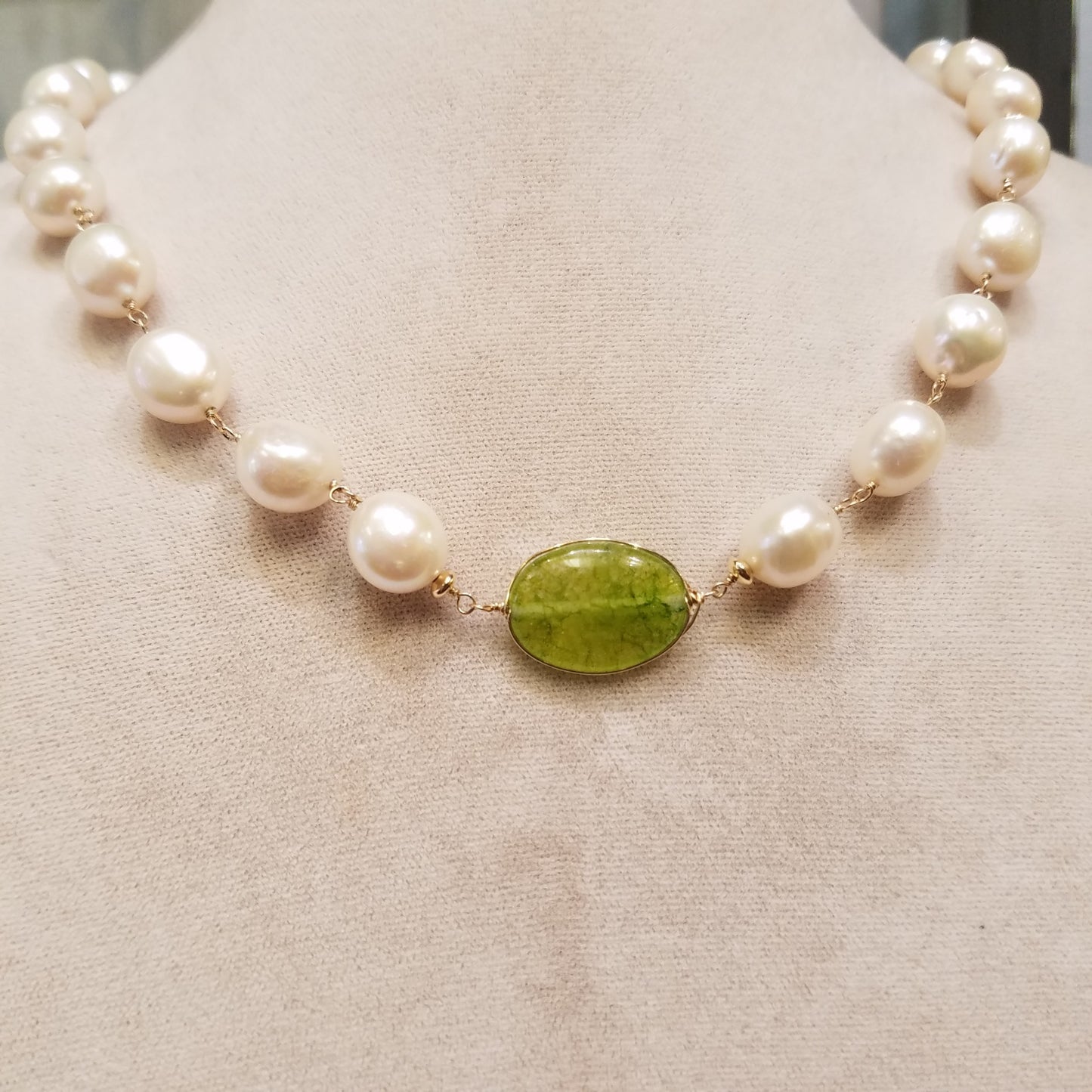 Pearls accented with Peridot necklace