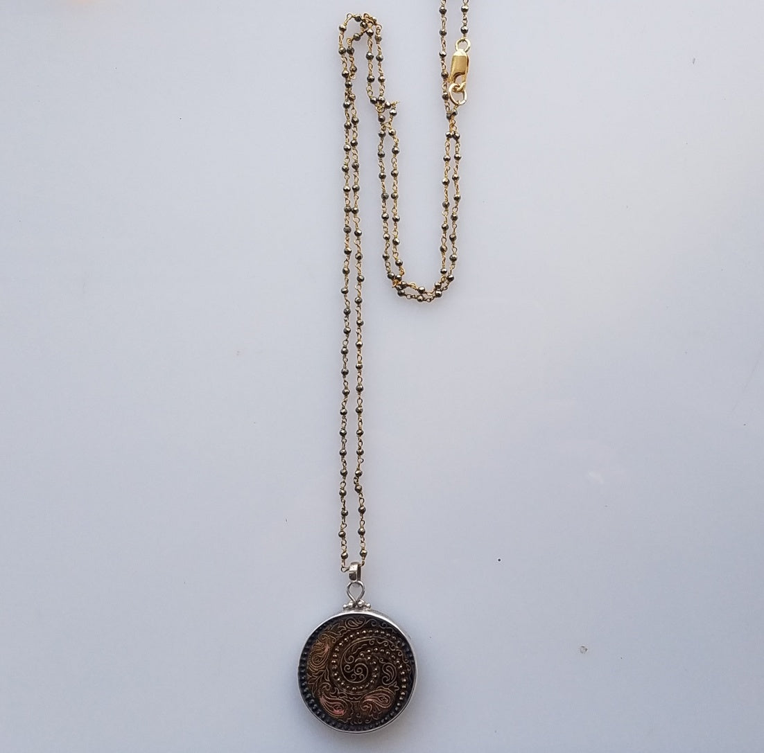 Paisley Victorian button necklace