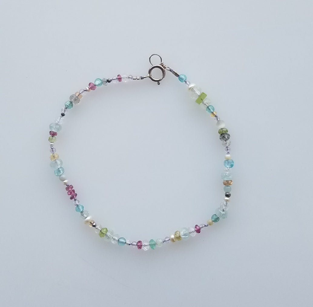 Moonstone and tourmaline bracelet