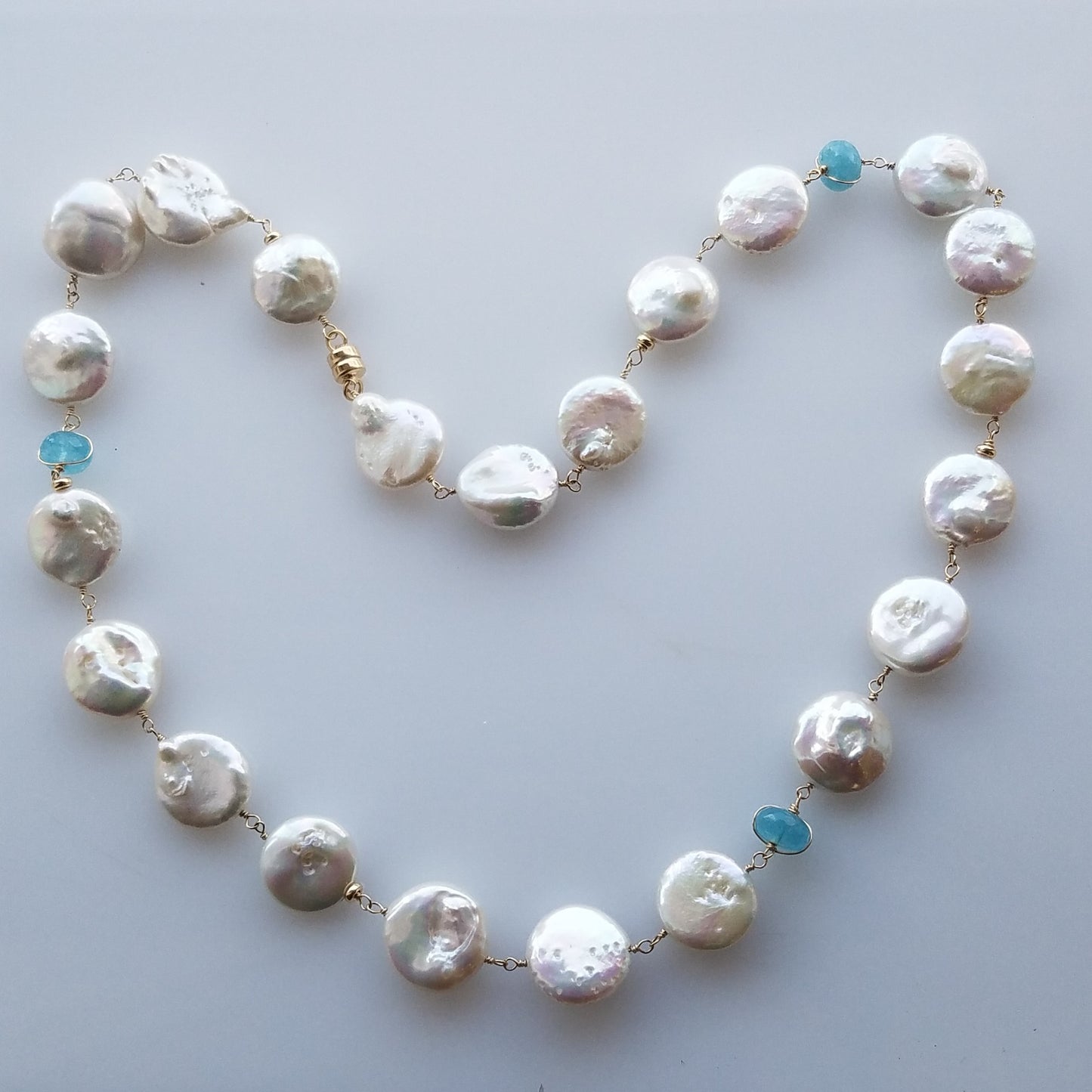 Aquamarine and pearls necklace