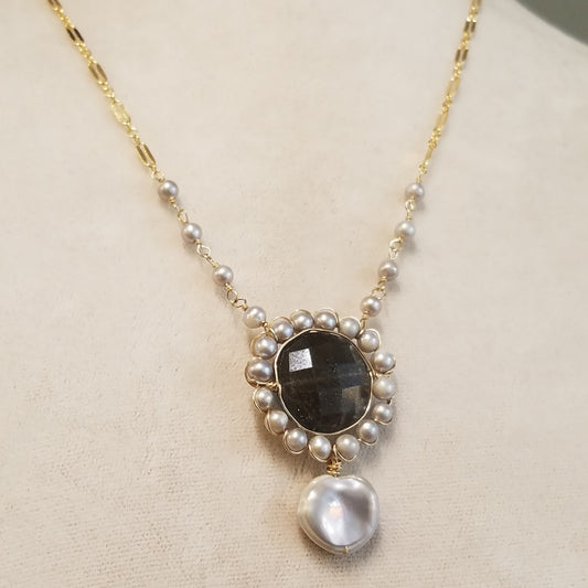 Victorian inspired labradorite necklace