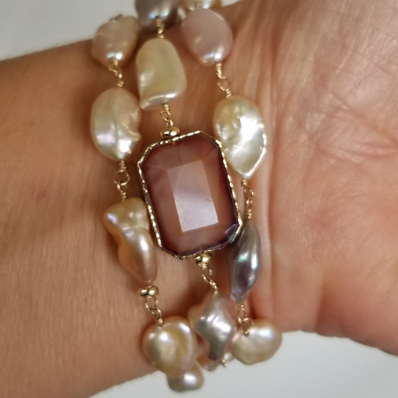 Peach perfect pearls necklace/bracelet