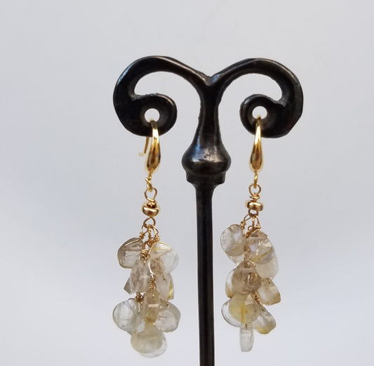 Rutilated rain drops earrings