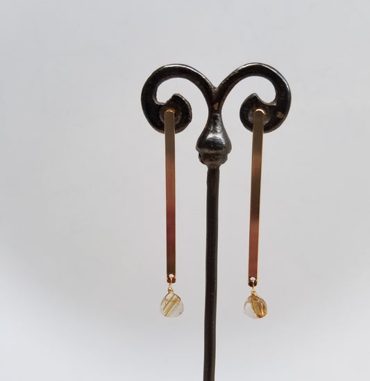Golden long line earrings