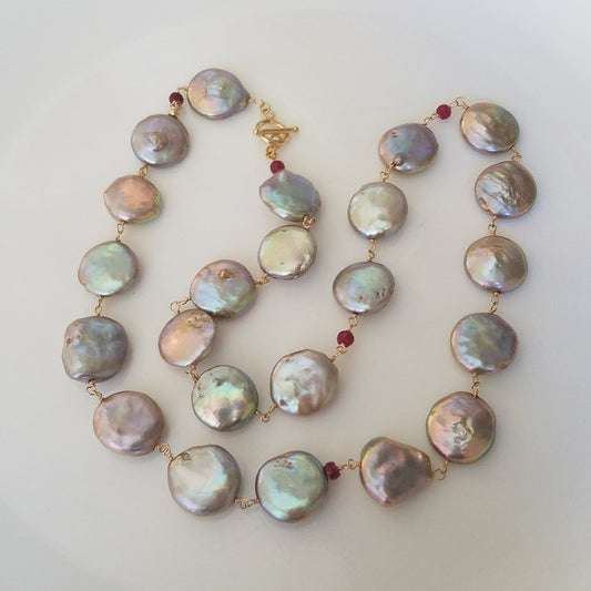 Rubies and pearls necklace/ bracelet