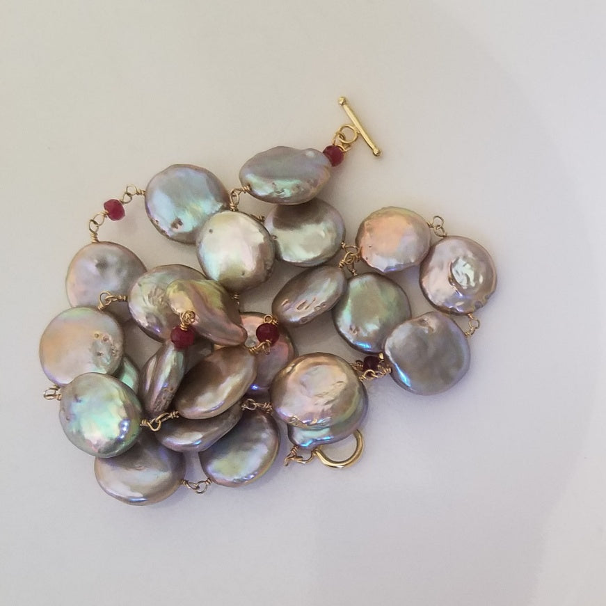 Rubies and pearls necklace/ bracelet