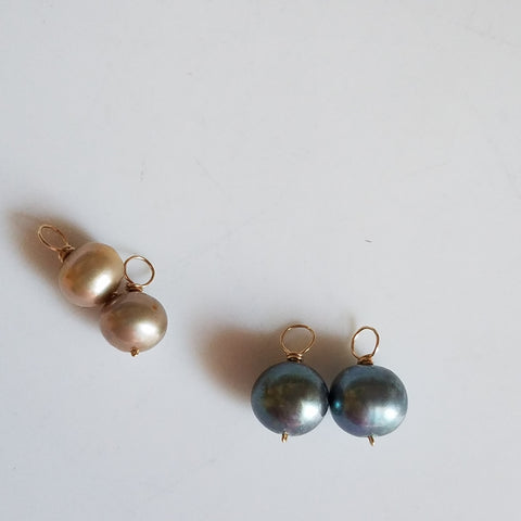 Two tones of pearls for hoop earrings