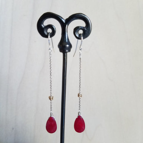 Long ruby earrings