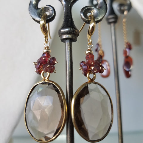 Garnet cluster earrings
