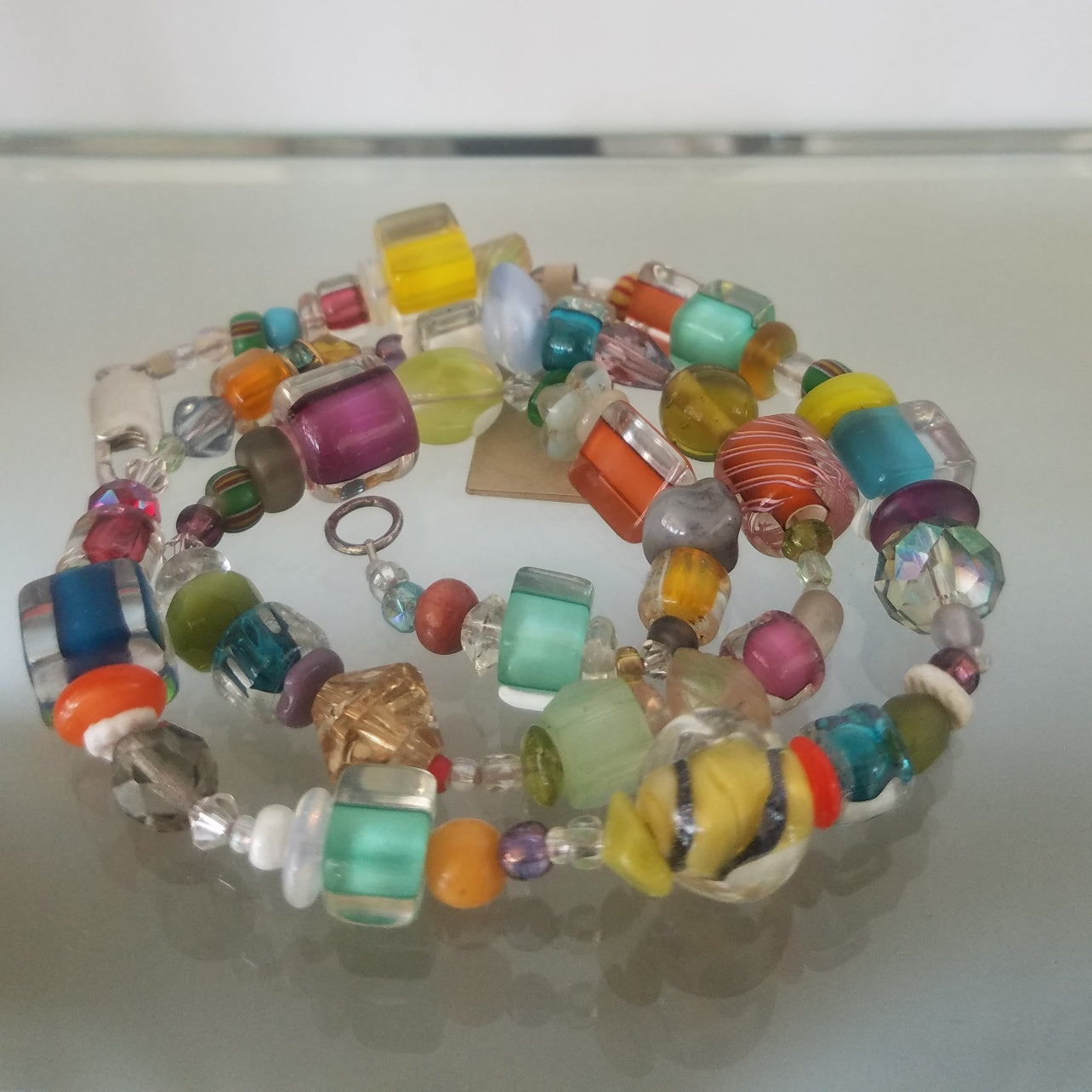 Candy colors hand blown glass beads necklace