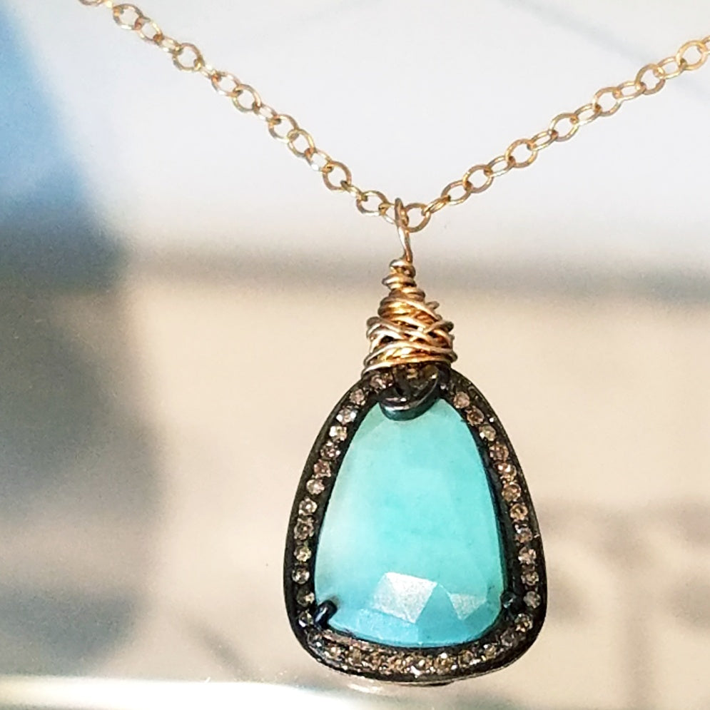 Turquoise and Diamonds necklace