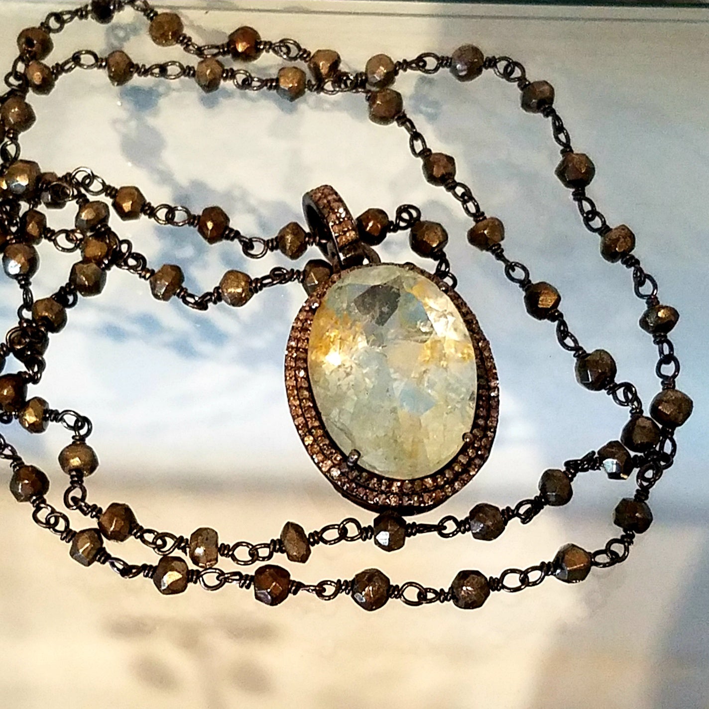 Diamond-Green Aqua necklace