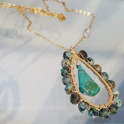 Tear drop Turquoise necklace