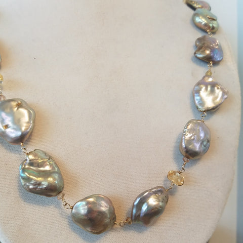 Pearls and Citrine necklace/Bracelet