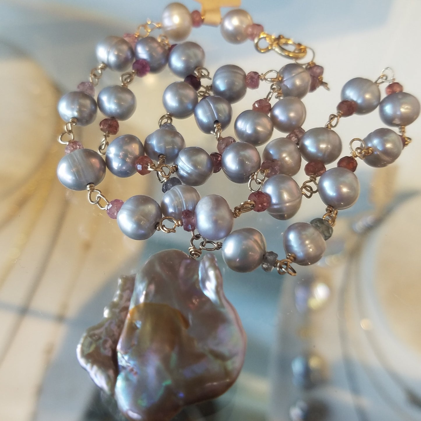 All around Pearls with Spinnel necklace