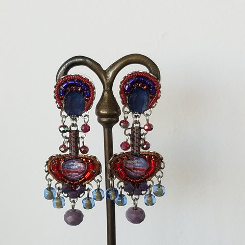 Red, Purple and Blue earrings