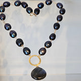 Midnight Blue Pearls and Labradorite Necklace