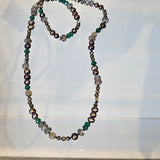 Green Onyx, Pyrite and Pearls necklace