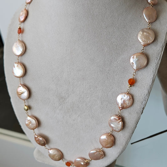 Peachy Pearls Bracelet/Necklace