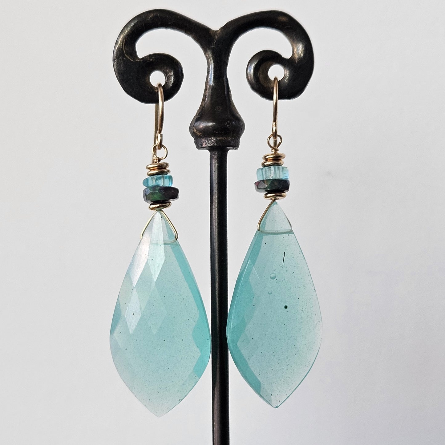 Large Chalcedoney gem earrings