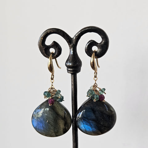 Clustered Apetite on Labradorite earrings