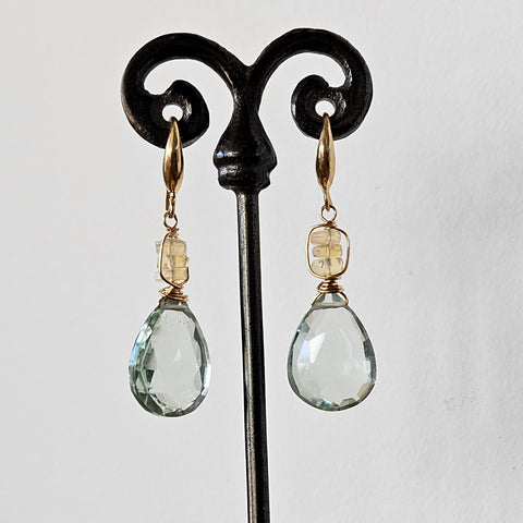 Green Amethyst and Opal earrings