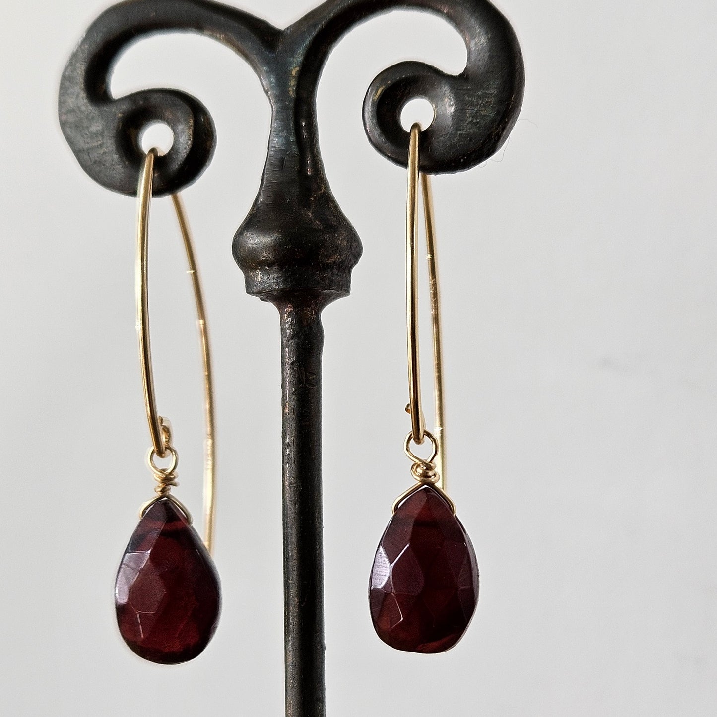 Garnet drop earrings