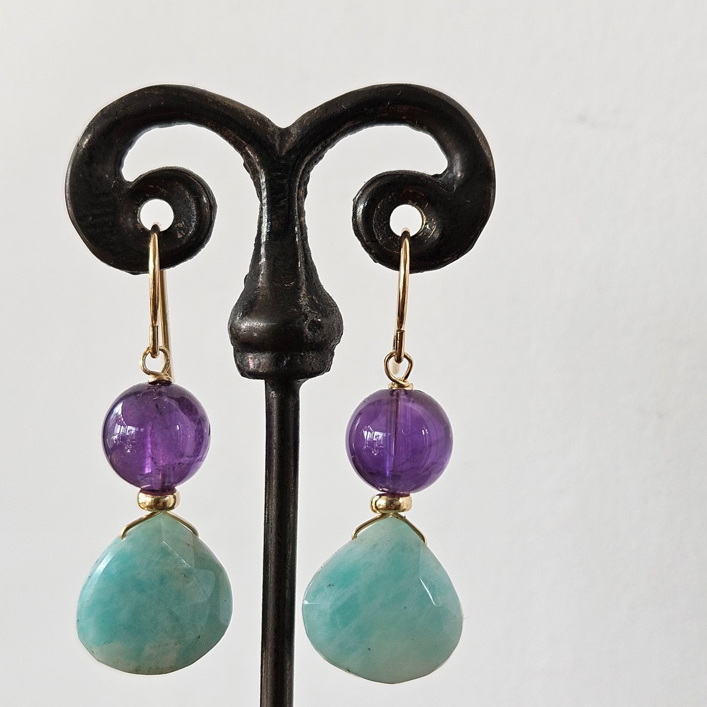 Amazonite and Amethyst earrings