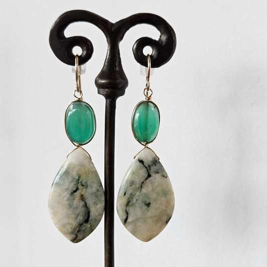 Mariposte and green Onyx earrings