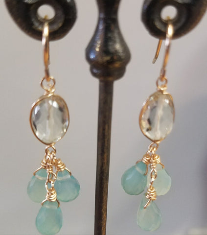 Calcedoney and Green Amethyst earrings