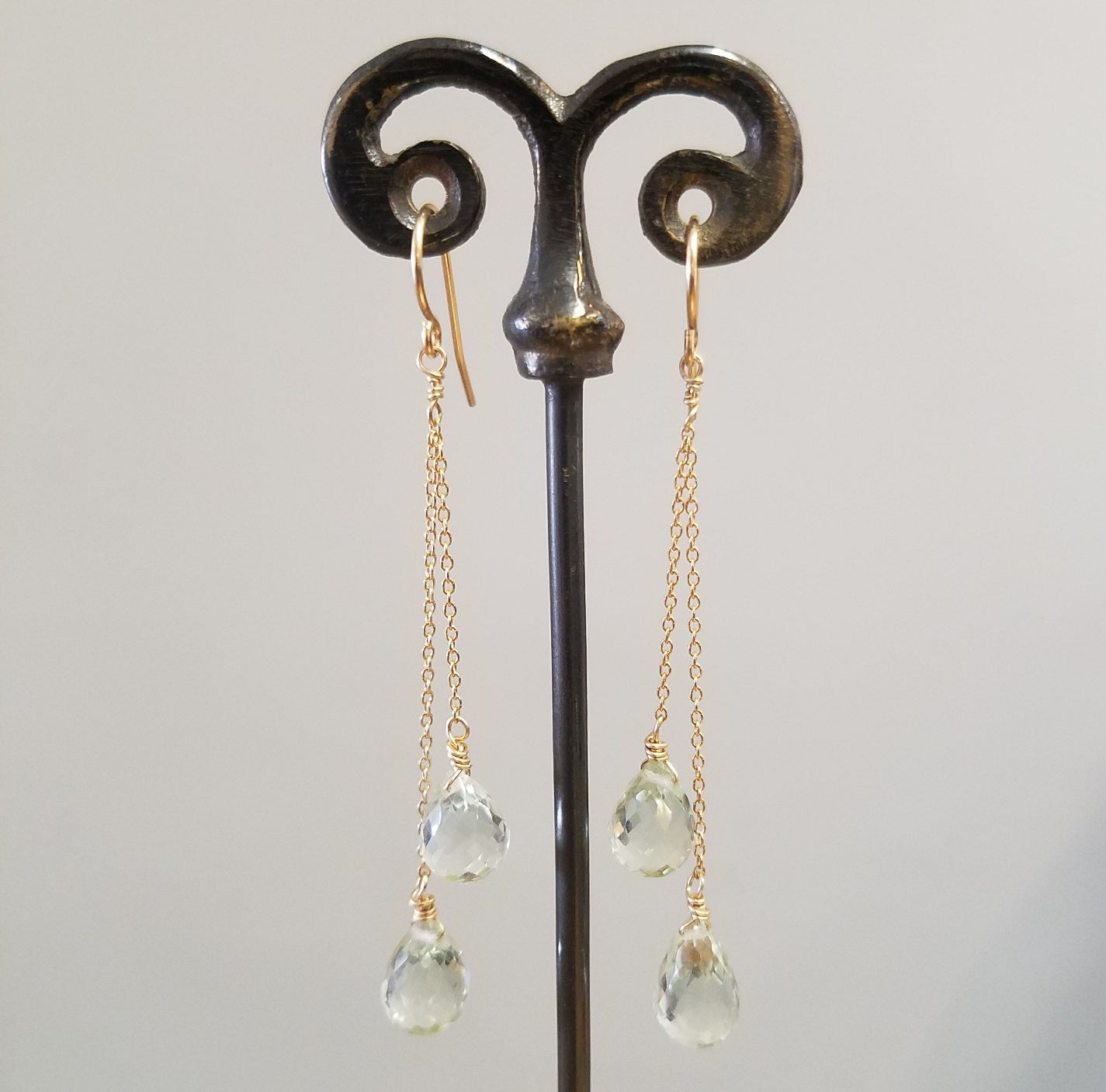 Double Green Amethyst earrings