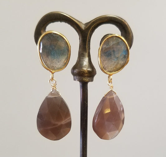 Chocolate Moonstone and Labradorite