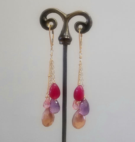 Red, pink and purple earrings
