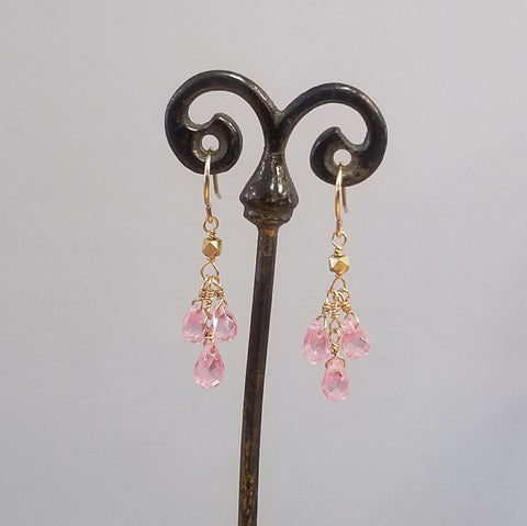Pink Zircon droplets earrings
