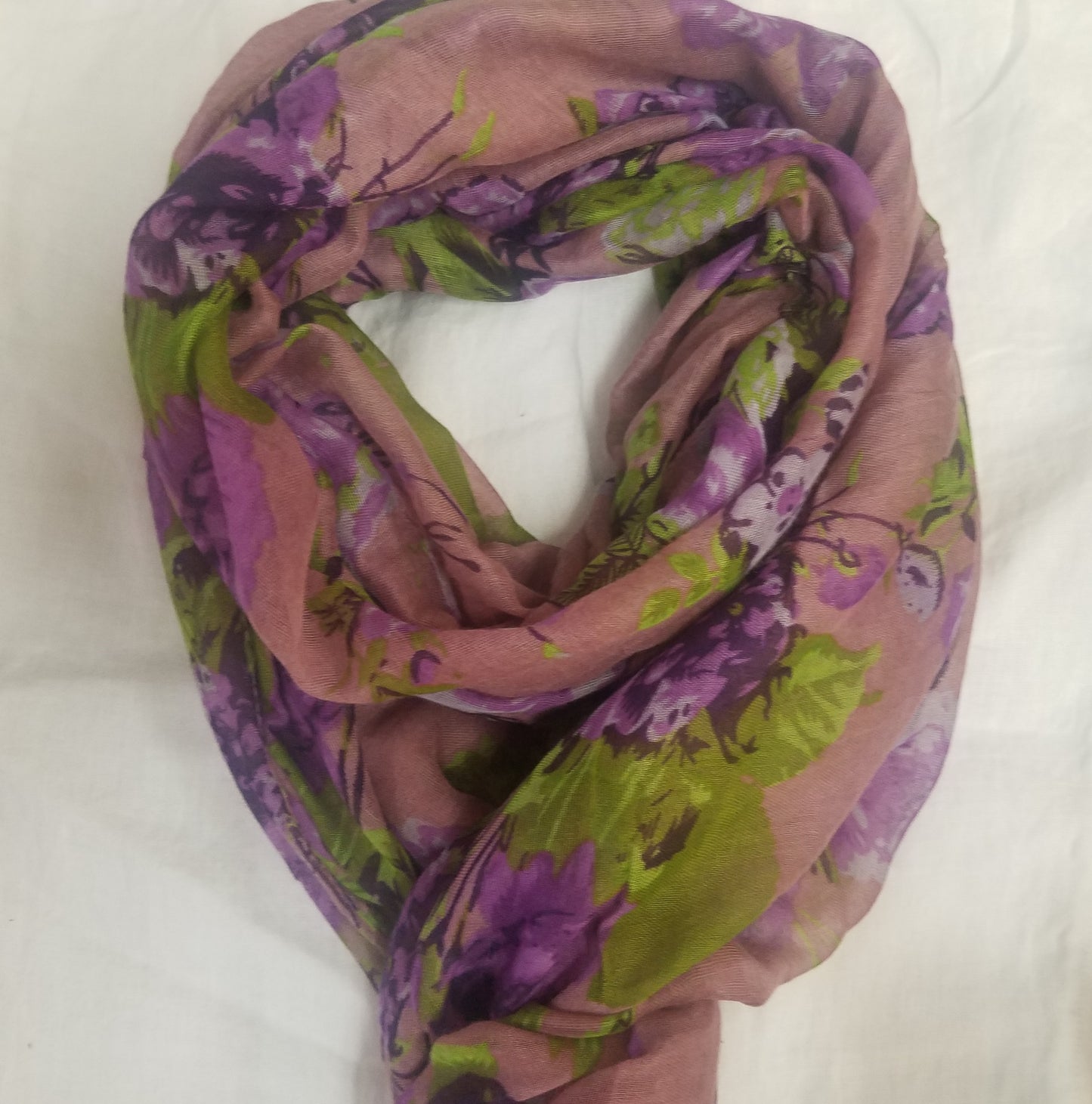 Purple and green rose scarf