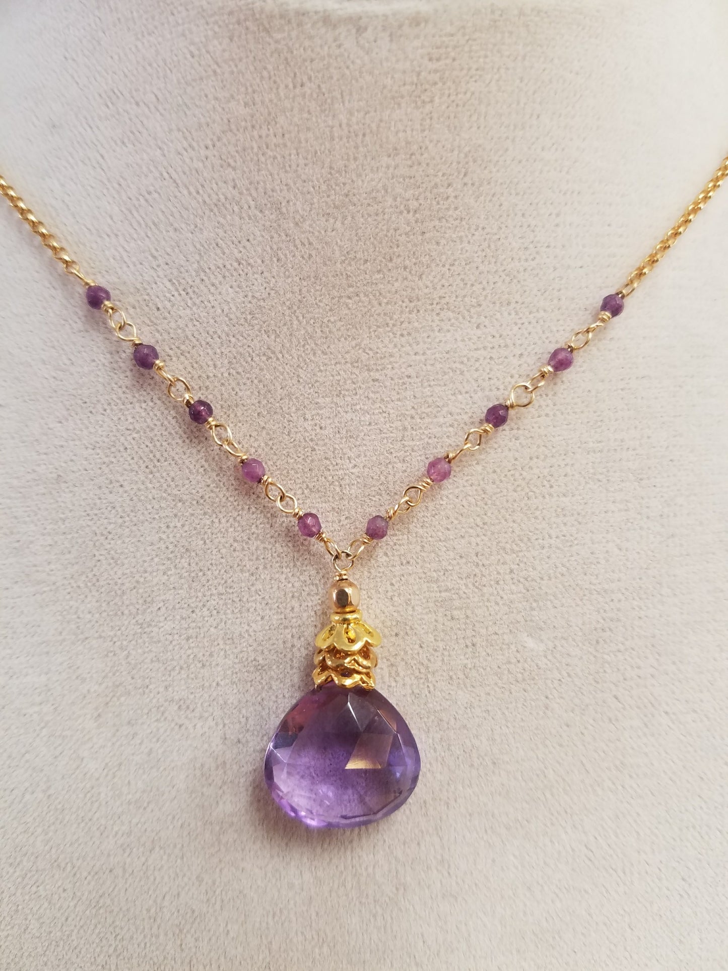 Large Amethyst drop Neckalce