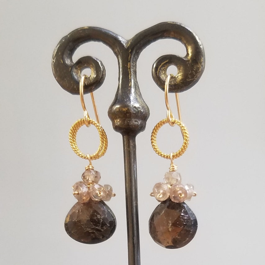 Black Sapphire, zircon earrings