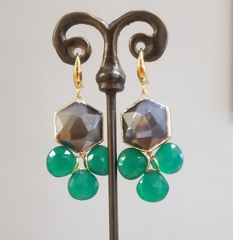 Green Onyx and Moonstone earrings