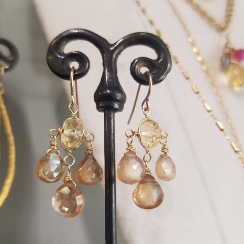 Zircon and Citrin chandelier earrings